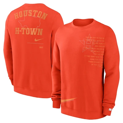 Men's Nike Orange Houston Astros Statement Ball Game Fleece Pullover Sweatshirt