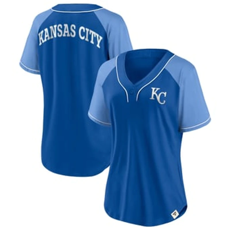 Women's Fanatics Royal Kansas City Royals Bunt Raglan V-Neck T-Shirt