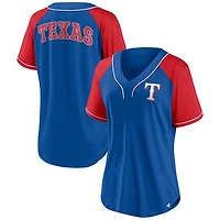 Women's Fanatics Royal Texas Rangers Ultimate Style Raglan V-Neck T-Shirt