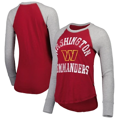 Women's Touch Burgundy Washington Commanders Waffle Raglan Lightweight Long Sleeve T-Shirt