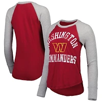 Women's Touch Burgundy Washington Commanders Waffle Raglan Lightweight Long Sleeve T-Shirt