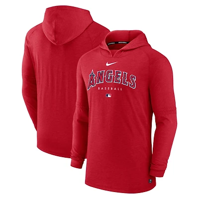 Men's Nike Heather Red Los Angeles Angels Authentic Collection Lightweight Dri-FIT Hooded Pullover
