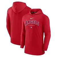Men's Nike Heather Red Los Angeles Angels Authentic Collection Lightweight Dri-FIT Hooded Pullover