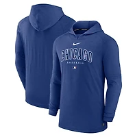 Men's Nike Heather Royal Chicago Cubs Authentic Collection Lightweight Dri-FIT Hooded Pullover