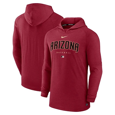Men's Nike Heather Red Arizona Diamondbacks Authentic Collection Early Work Tri-Blend Dri-FIT Hoodie
