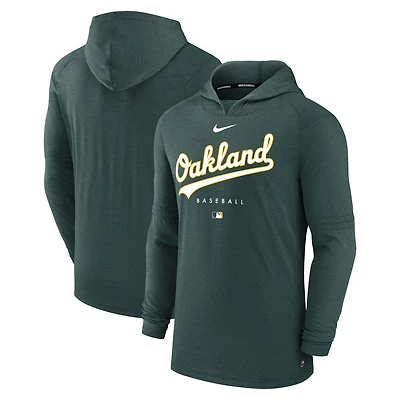 Men's Nike Heather Green Athletics Authentic Collection Lightweight Dri-FIT Hooded Pullover