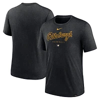 Men's Nike Heather Black Pittsburgh Pirates Authentic Collection Early Work Tri-Blend Performance T-Shirt