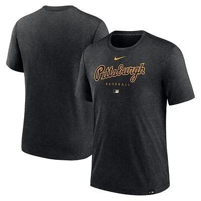 Men's Nike Heather Black Pittsburgh Pirates Authentic Collection Early Work Tri-Blend Performance T-Shirt