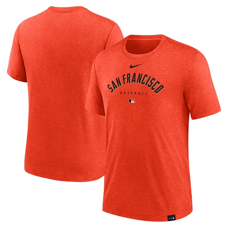 Men's Nike Heather Orange San Francisco Giants Authentic Collection Early Work Tri-Blend Performance T-Shirt