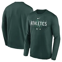 Men's Nike Green Athletics Authentic Collection Team Logo Legend Performance Long Sleeve T-Shirt