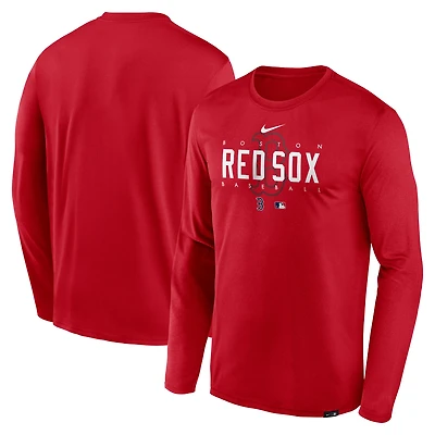 Men's Nike Red Boston Red Sox Authentic Collection Team Logo Legend Performance Long Sleeve T-Shirt