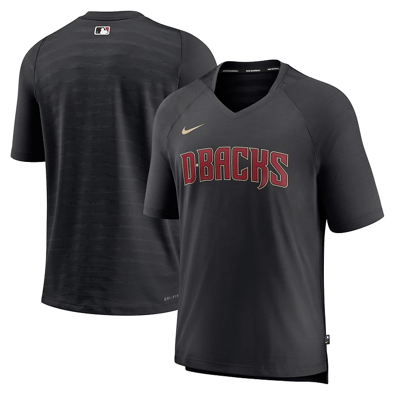 Men's Nike Black Arizona Diamondbacks Authentic Collection Pregame Raglan Performance V-Neck T-Shirt