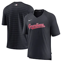 Men's Nike Navy Cleveland Guardians Authentic Collection Pregame Raglan Performance V-Neck T-Shirt