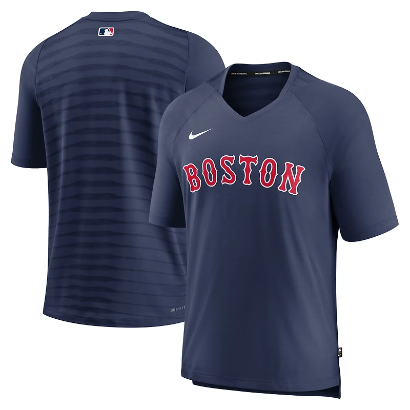Men's Nike Navy Boston Red Sox Authentic Collection Pregame Raglan Performance V-Neck T-Shirt