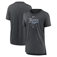 Women's Nike Heather Charcoal Tampa Bay Rays Authentic Collection Early Work Tri-Blend T-Shirt