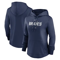 Women's Nike Navy Atlanta Braves Authentic Collection Pregame Performance Pullover Hoodie