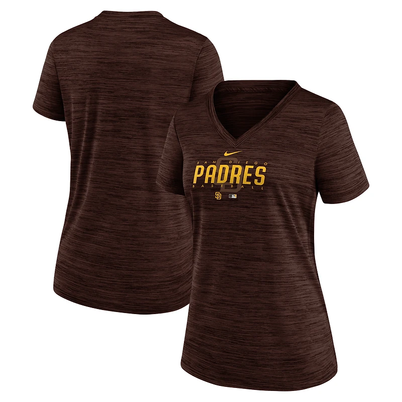 Women's Nike Brown San Diego Padres Authentic Collection Velocity Practice Performance V-Neck T-Shirt