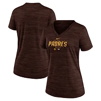 Women's Nike Brown San Diego Padres Authentic Collection Velocity Practice Performance V-Neck T-Shirt