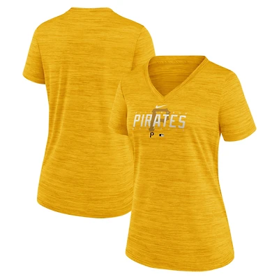 Women's Nike Gold Pittsburgh Pirates Authentic Collection Velocity Practice Performance V-Neck T-Shirt