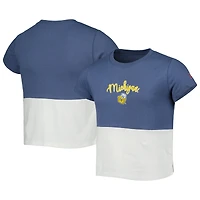 Girls Youth League Collegiate Wear Navy/White Michigan Wolverines Colorblocked T-Shirt