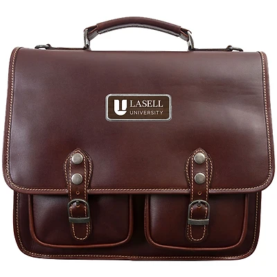 Brown Lasell Lasers Logo Plate Sabino Briefcase