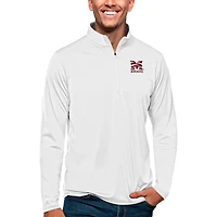 Men's Antigua White Morehouse Maroon Tigers Tribute Quarter-Zip Pullover Top
