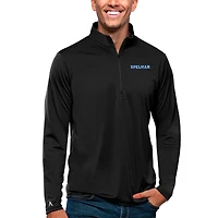 Men's Antigua Black Spelman College Jaguars Tribute Quarter-Zip Pullover Top