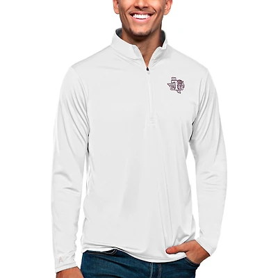 Men's Antigua White Texas Southern Tigers Tribute Quarter-Zip Pullover Top