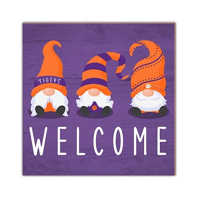 Clemson Tigers 10'' x 10'' Welcome Gnomes Sign
