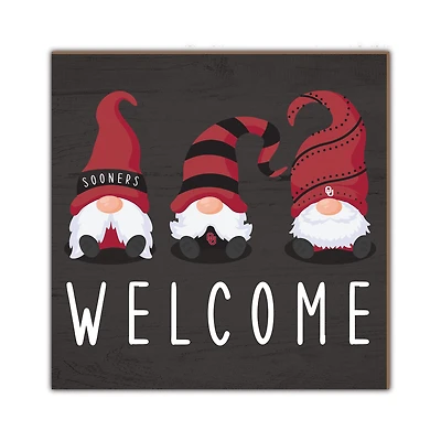 Oklahoma Sooners 10'' x 10'' Welcome Gnomes Sign