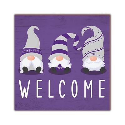 TCU Horned Frogs 10'' x 10'' Welcome Gnomes Sign