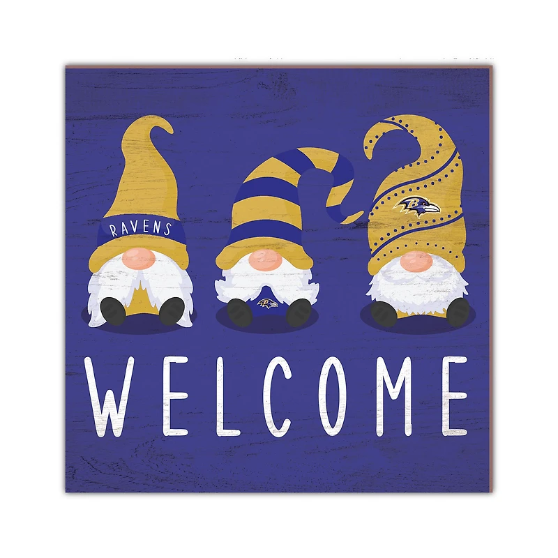 Baltimore Ravens 10'' x 10'' Welcome Gnomes Sign