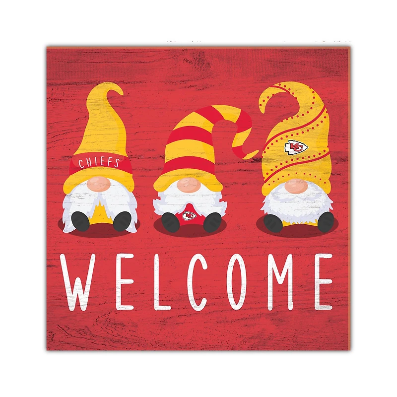 Kansas City Chiefs 10'' x 10'' Welcome Gnomes Sign