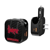 Nebraska Huskers Team Logo Dual Port USB Car & Home Charger