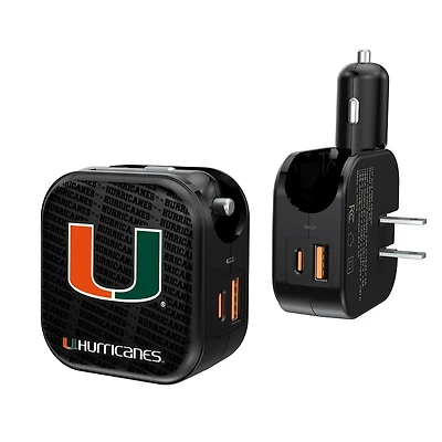Miami Hurricanes Team Logo Dual Port USB Car & Home Charger