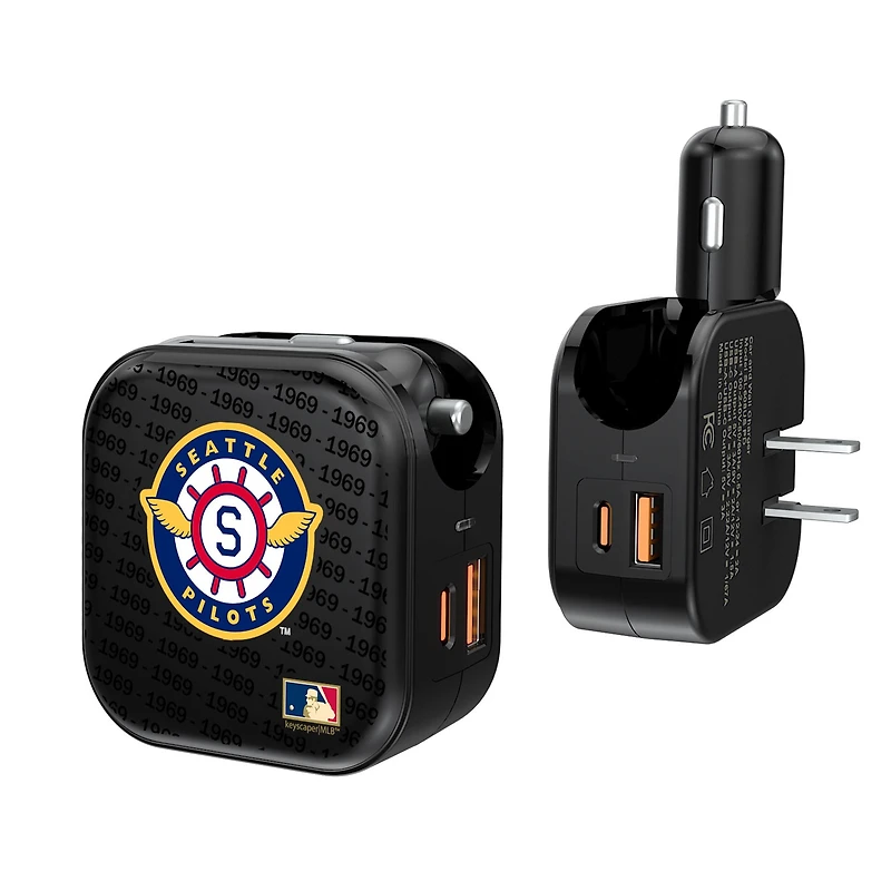 Seattle Pilots Cooperstown Collection Dual Port USB Car & Home Charger