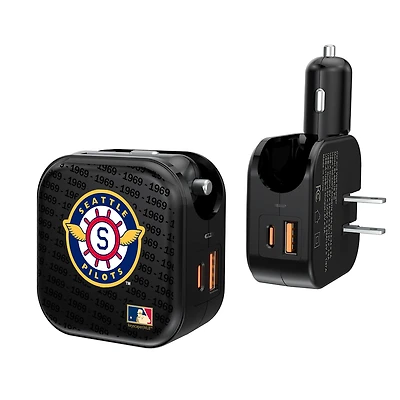 Seattle Pilots Cooperstown Collection Dual Port USB Car & Home Charger