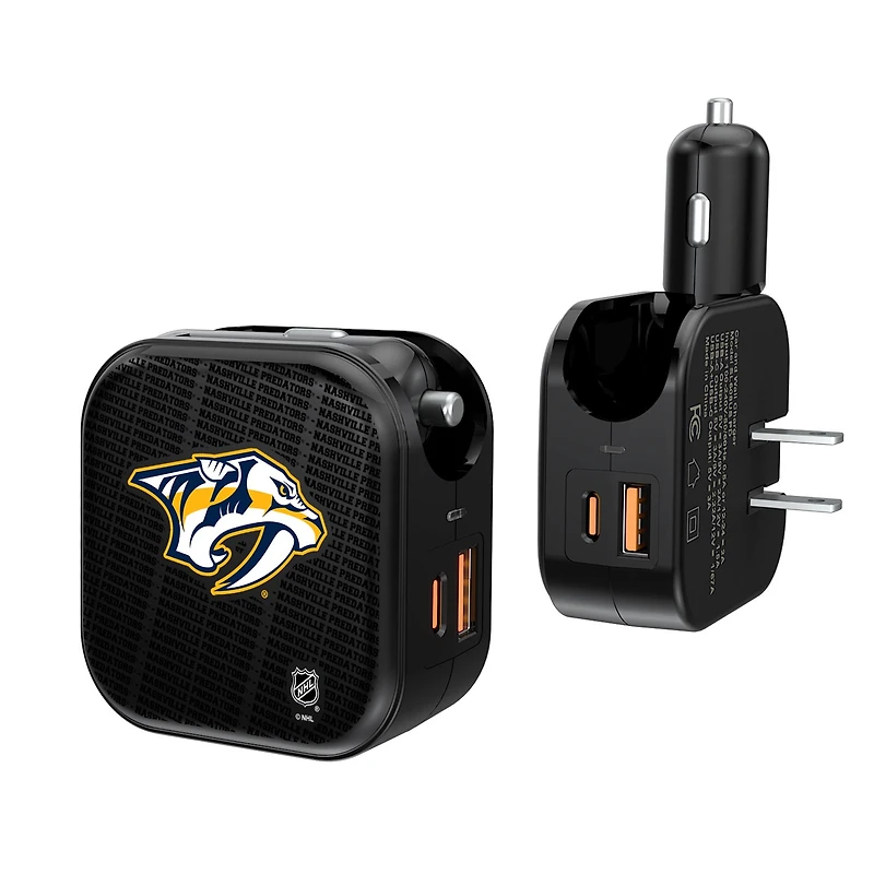Nashville Predators Team Logo Dual Port USB Car & Home Charger