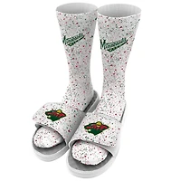 Men's ISlide White Minnesota Wild Speckle Socks & Slide Sandals Bundle