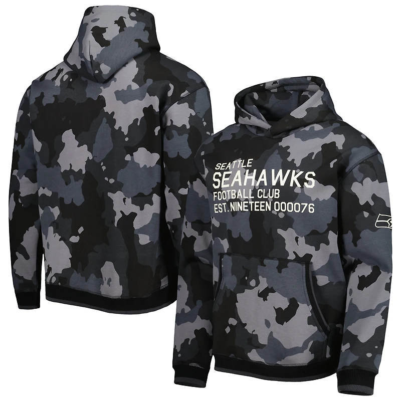 Men's The Wild Collective Black Seattle Seahawks Camo Pullover Hoodie