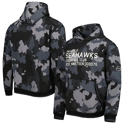 Men's The Wild Collective Black Seattle Seahawks Camo Pullover Hoodie