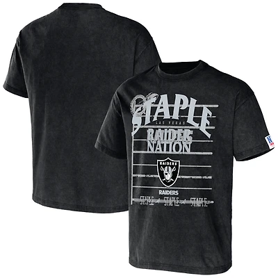 Men's NFL x Staple Black Las Vegas Raiders Throwback Vintage Wash T-Shirt