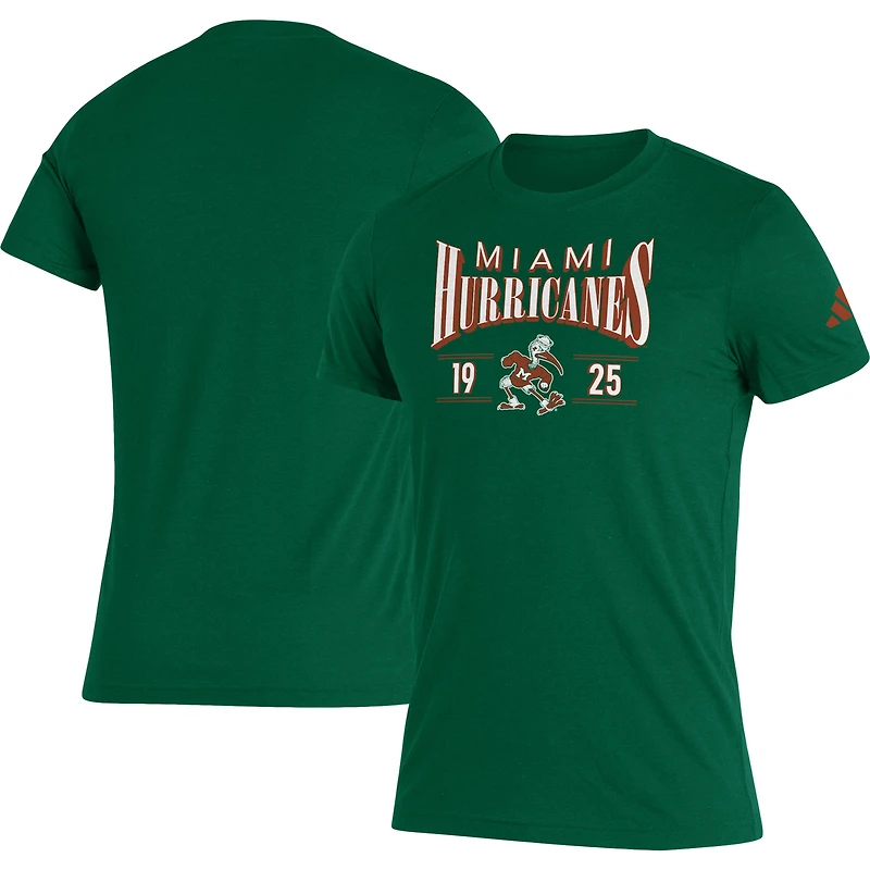 Men's adidas Green Miami Hurricanes Along The Shadow Tri-Blend T-Shirt