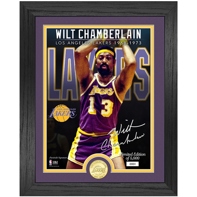 Highland Mint Wilt Chamberlain Los Angeles Lakers 13'' x 16'' NBA Legends Bronze Coin Photo Mint