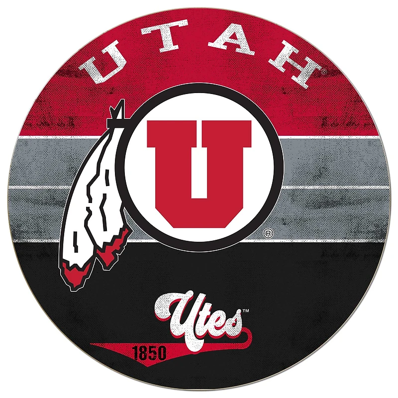 Utah Utes 20'' x 20'' Retro Logo Circle Sign