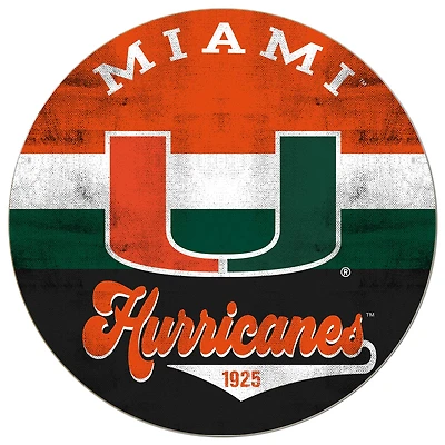 Miami Hurricanes 20'' x 20'' Retro Logo Circle Sign