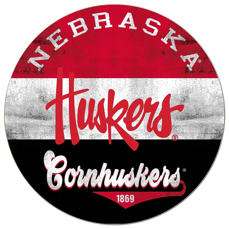Nebraska Huskers 20'' x 20'' Retro Logo Circle Sign
