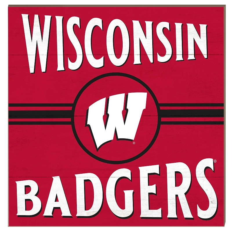 Wisconsin Badgers 10'' x 10'' Retro Team Sign