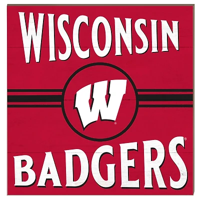 Wisconsin Badgers 10'' x 10'' Retro Team Sign