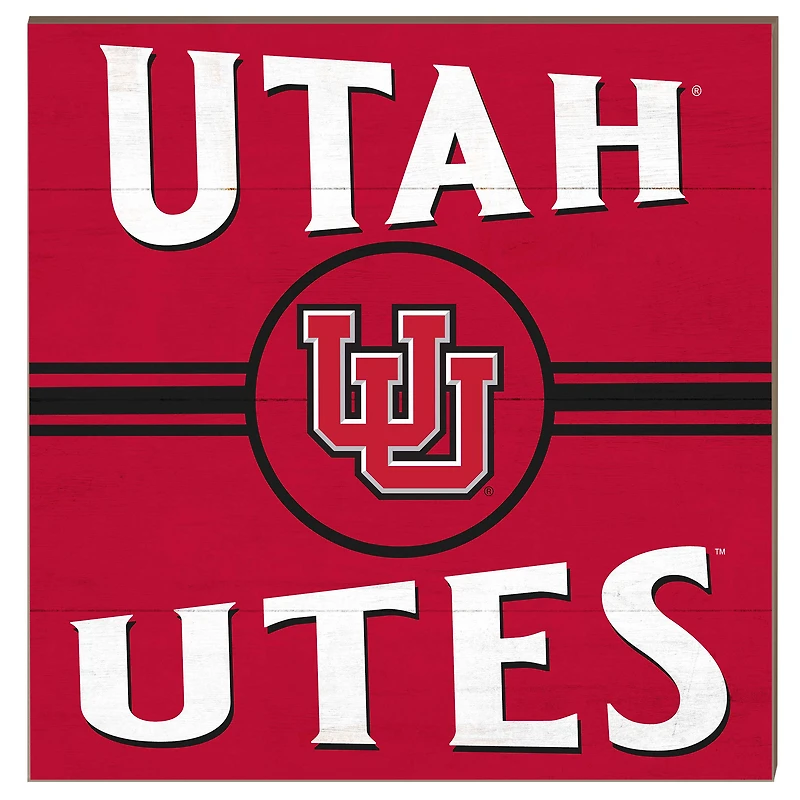 Utah Utes 10'' x 10'' Retro Team Sign